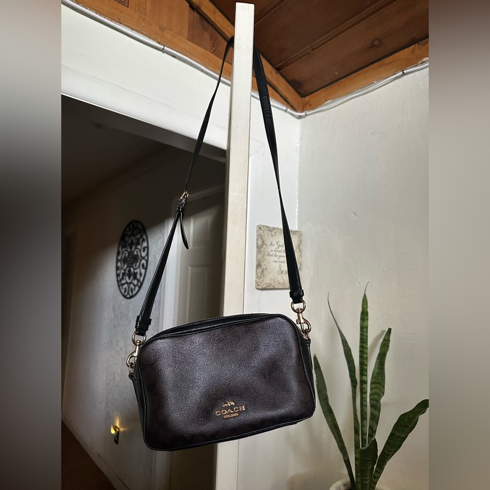 Coach Dark Brown Leather Shoulder Bag Cross Body bag